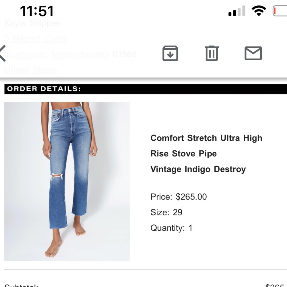 Re/Done High Rise Stove Pipe Jeans, 29